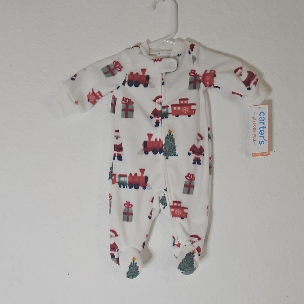 Carter's White and Red Holiday Footie